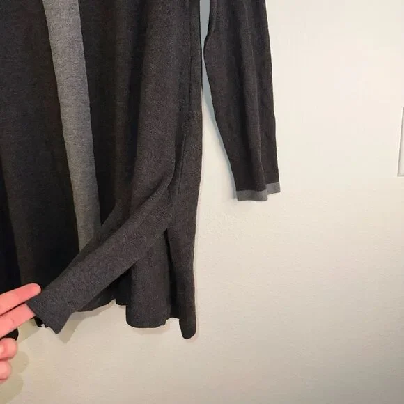 Soft Surroundings Womens Petite L Charcoal Gray Soft & Stretchy Striped Tunic - Picture 3 of 6